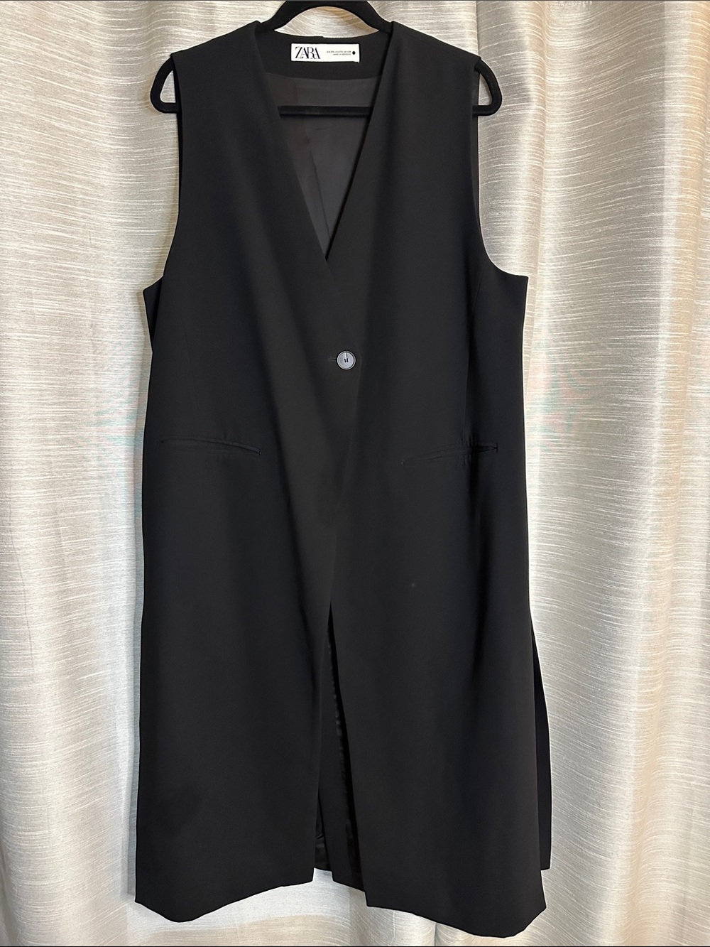Zara Black Sleeveless Maxi Waistcoat